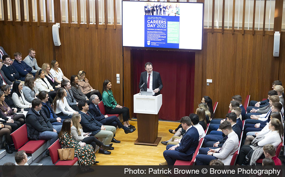 MinisterMcConalogue. Pictured at the 2023 UCD Agriculture, Food Science & Human Nutrition Careers Day