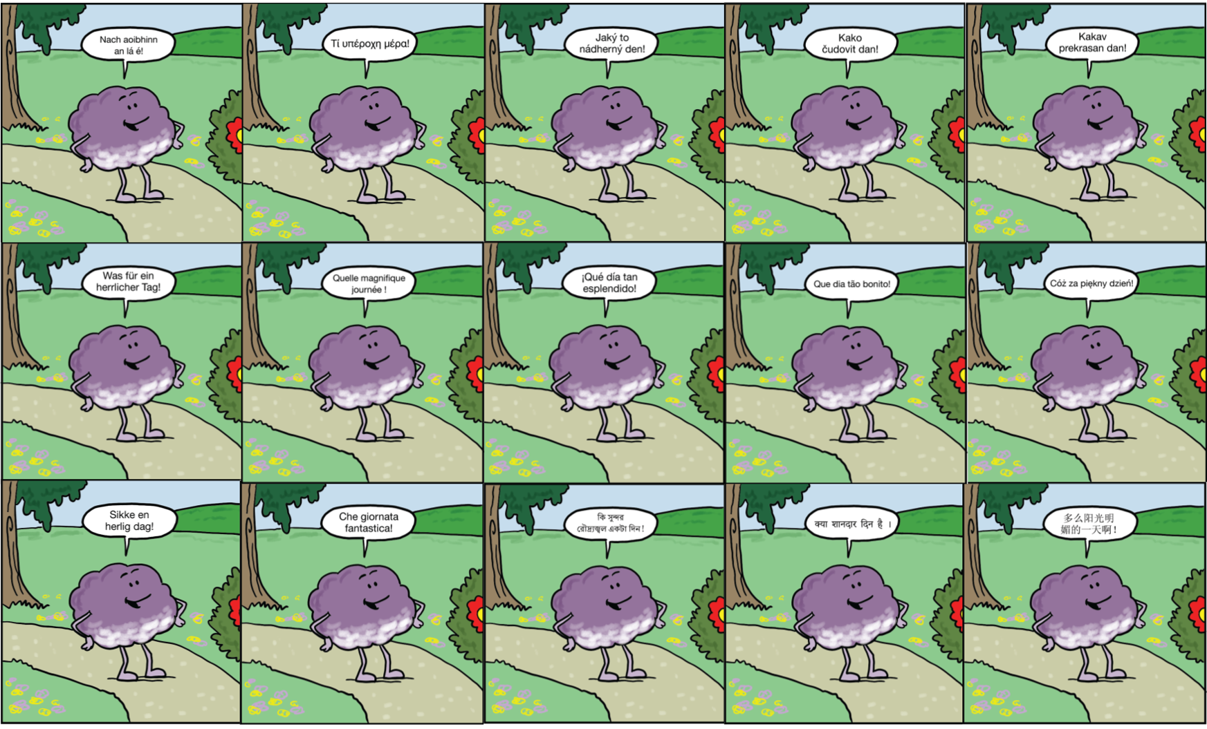 multiple languages comic pane