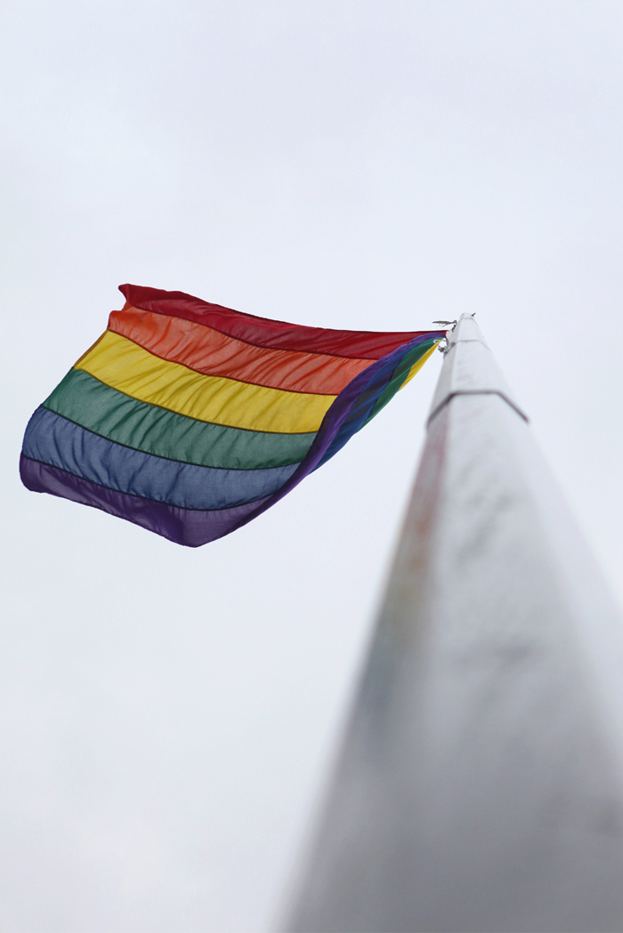 UCD Staff and Students raise the rainbow flag as part of Dublin Pride week